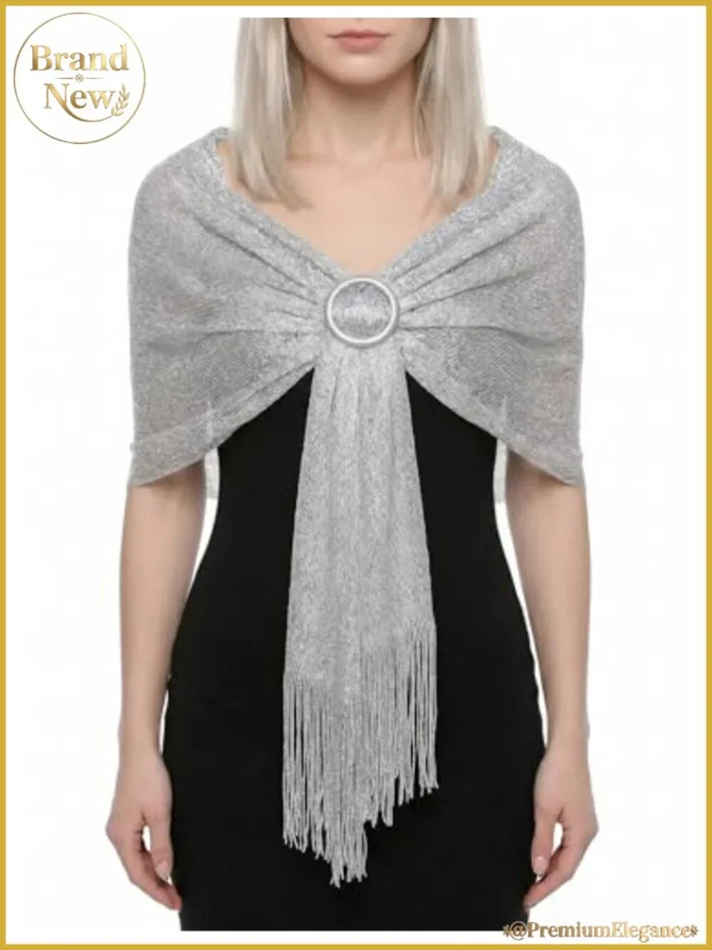 Metallic Shawl Wrap Evening Dress Cover Up Fringe Prom Wedding